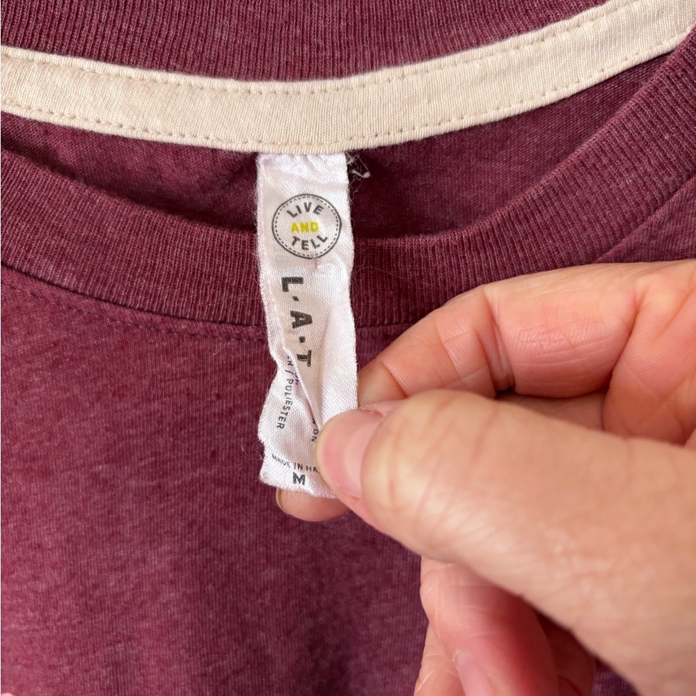 3/$20 Choose Happy Long Sleeve Tee - Dusty Dark Pink - Picture 3 of 4